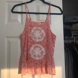 SUPER CUTE coral with lace tank top